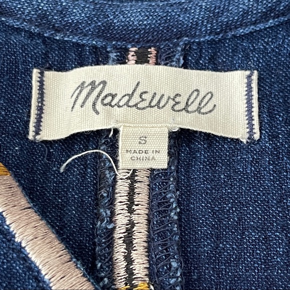 Madewell Size S Navy Blue Short Sleeve Crinkle Cotton ISADORA Easy Dress - Picture 10 of 11